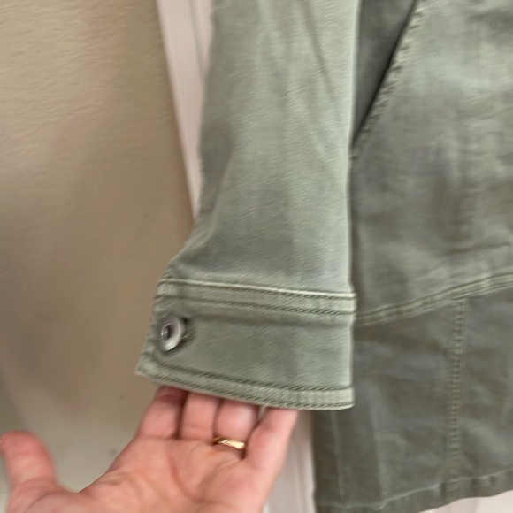 J.JILL DENIM light army green long button down jacket.  S - Picture 5 of 9